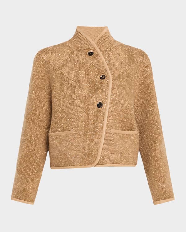 Giorgio Armani Cashmere-Blend Zip-Front Knit Jacket | Neiman Marcus