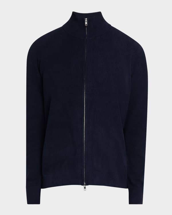 Polo Sweater Quarter Zip Ribbed Knit Men