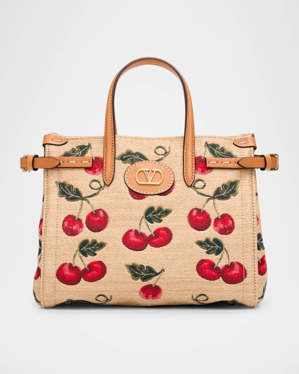 Valentino Garavani VLOGO Signature Small Straw Tote Bag