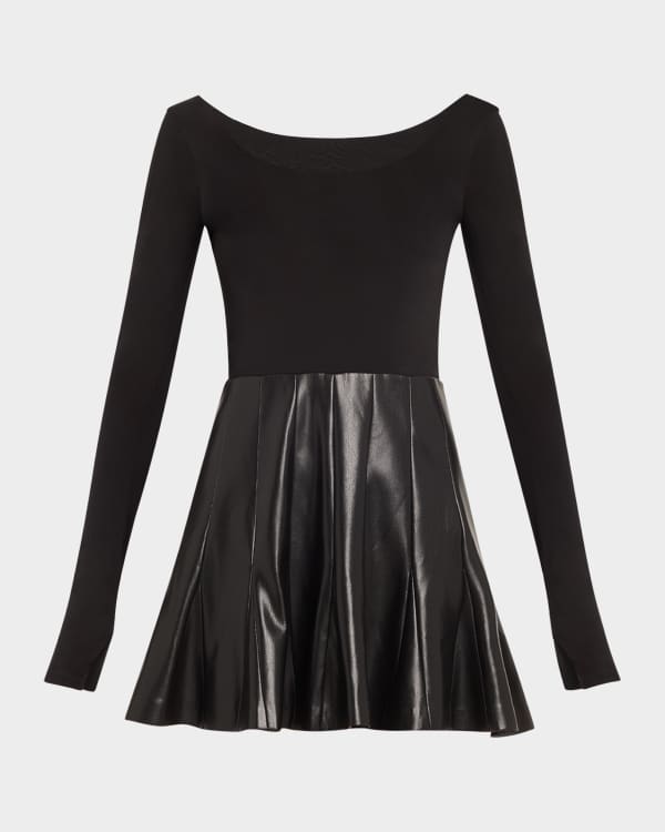 Alice + Olivia Trevor Mixed Media Mini Dress | Neiman Marcus