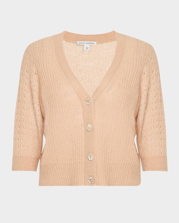 Autumn Cashmere Button-Down Mesh Knit Cardigan | Neiman Marcus Autumn Cashmere Button-Down Mesh Knit Cardigan | Neiman Marcus