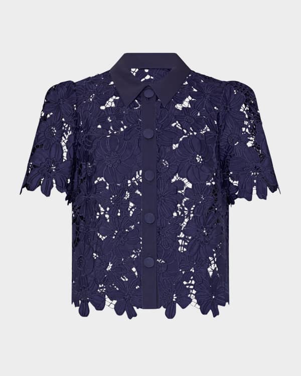 Derek Lam 10 Crosby Raissa Floral Lace Top | Neiman Marcus