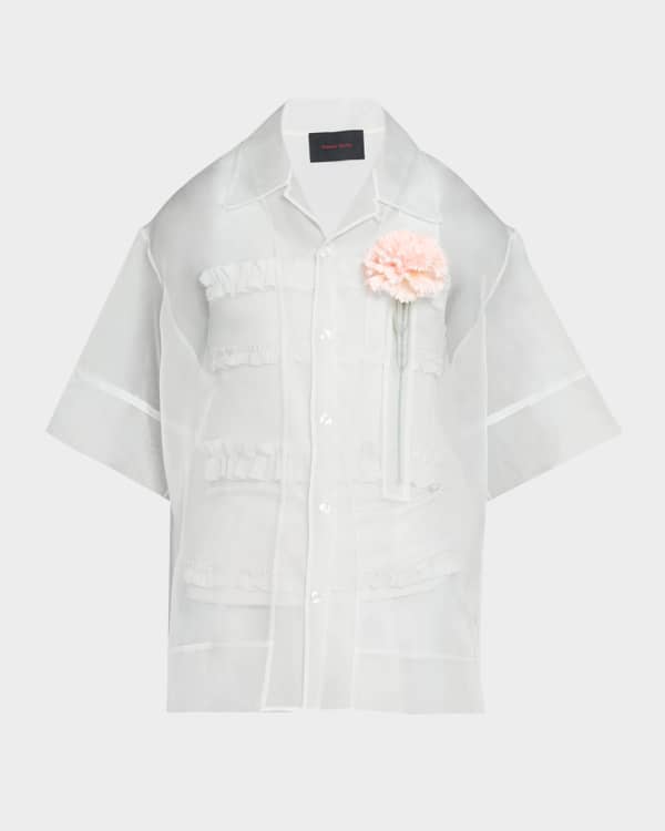 Valentino Garavani Men's Baseball Logo Bowling Shirt Valentino Garavani Men's Baseball Logo Bowling Shirt