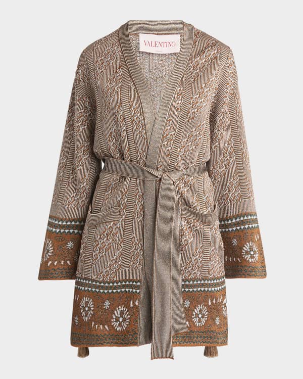 在庫処分 激安 Valentino Cardigan Wool-Cashmere Hearts Jacquard Garavani トップス