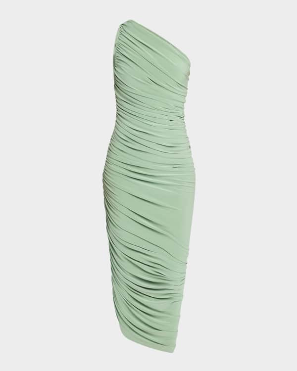 One Shoulder Shirred Crossover Dress One Shoulder Shirred Crossover Dress