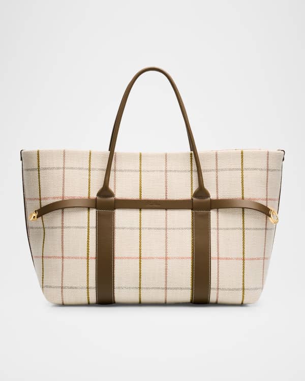 Loro Piana Ghiera Small Canvas Shopper Tote Bag | Neiman Marcus