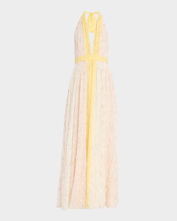 Tiffany Floral Sequin Halter Column Gown