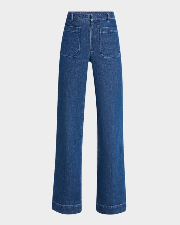 Cinq a Sept Dara Rhinestone Straight-Leg Denim Pants | Neiman Marcus 