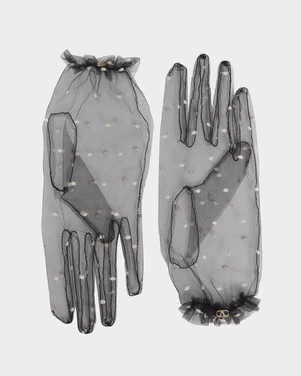 【D&G】DOLCE&GABBANA Swarovski Napa Fingerless Gloves Dolce&Gabbana DG Swarovski Napa Fingerless Gloves | Neiman