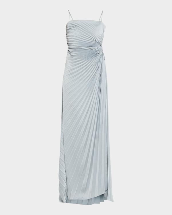 a.l.c. moira pleated halter maxi dress Moira Satin Pleated Maxi Dress