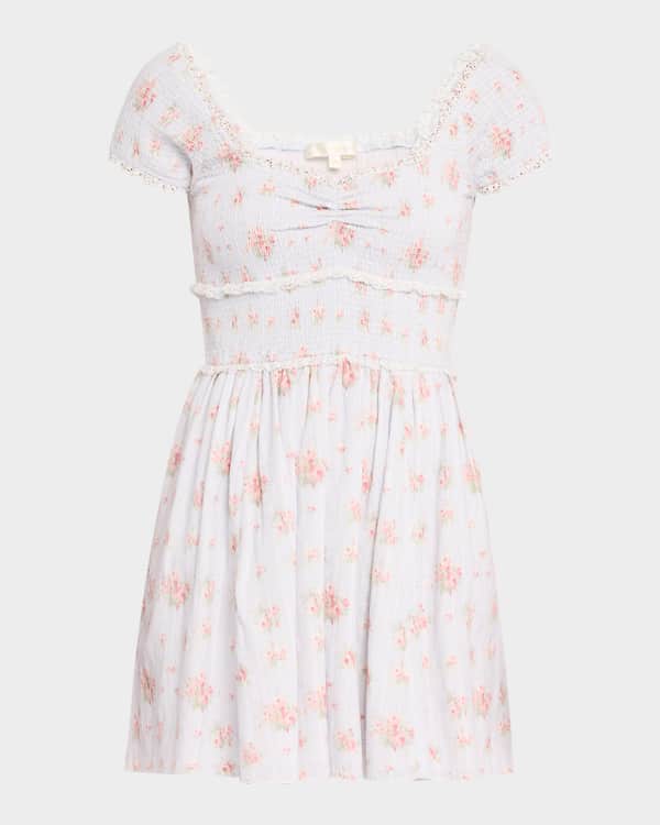 Loulou Studio Crochet Short Dress | Neiman Marcus