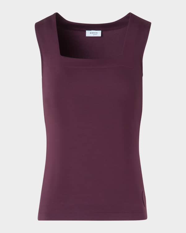 Brunello Cucinelli Ribbed Cotton Jersey Tank Top with Monili
