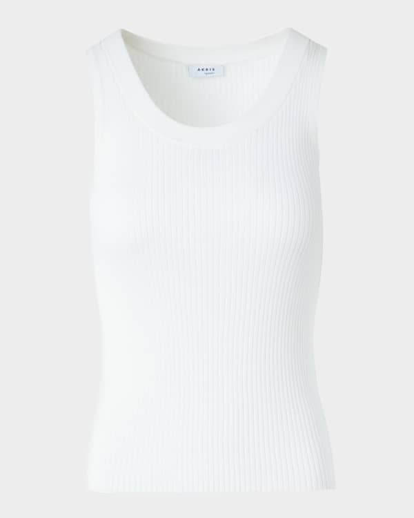 Brunello Cucinelli Ribbed Cotton Jersey Tank Top with Monili