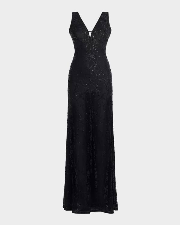 McQueen Bosch Printed Asymmetric Gown with Slash Details