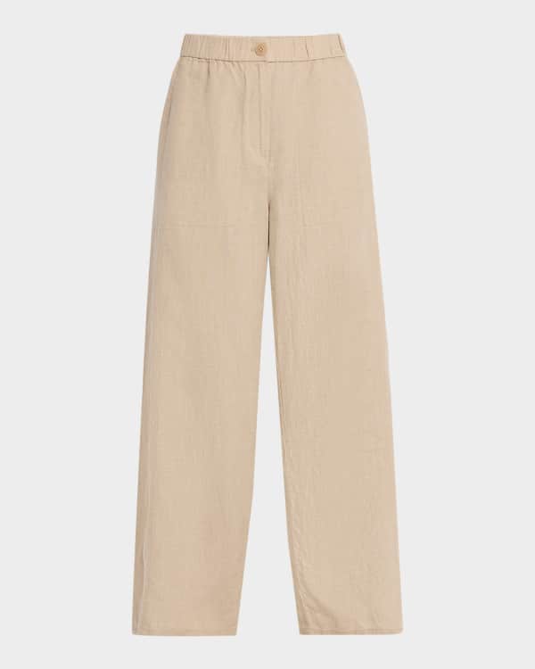 Loulou Studio Pleated Wide-Leg Linen Pants | Neiman Marcus