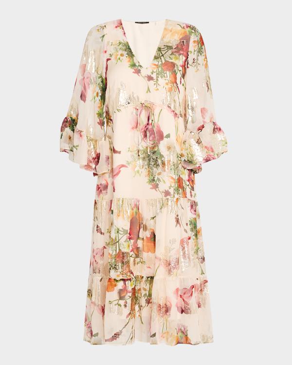 KOBI HALPERIN Eyelet Long Sleeve Tencel Blend Dress