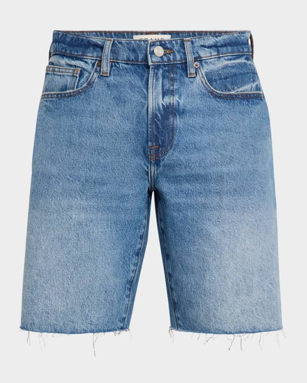 Amiri Men's Camo-Patch Destroyed Denim Shorts | Neiman Marcus