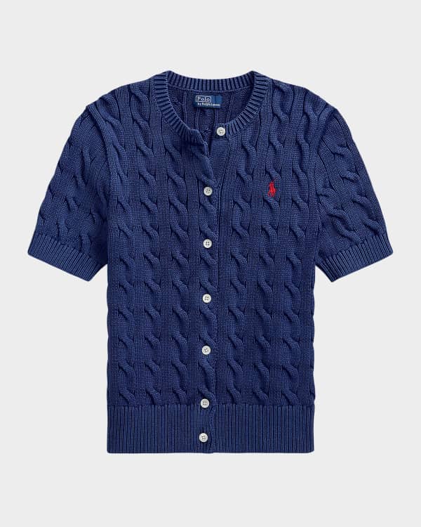 Polo Ralph Lauren Embroidered Cable Wool-Blend Cardigan