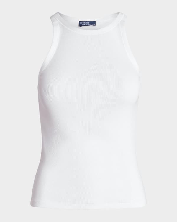 Cotton Cropped Sleeveless Polo Sweater