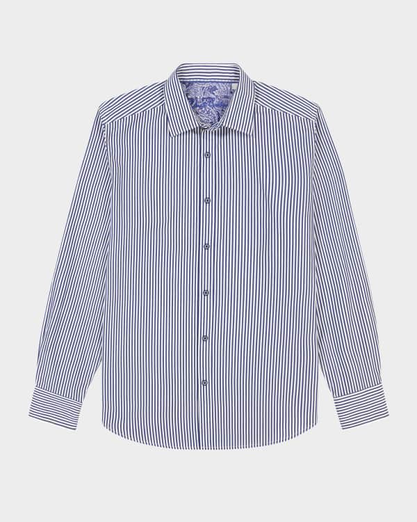 Bottega Veneta Men's Outline Stripe Poplin Shirt | Neiman Marcus