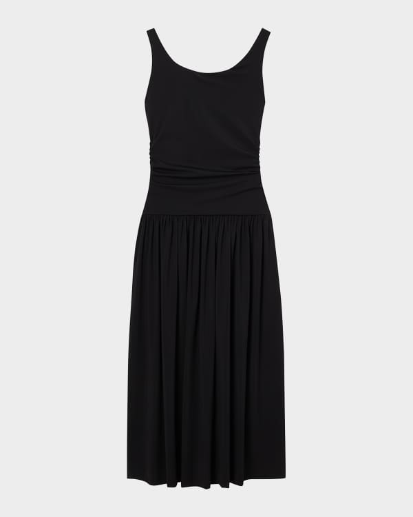 Toteme T-Strap Plunging Satin-Back Crepe Maxi Dress | Neiman