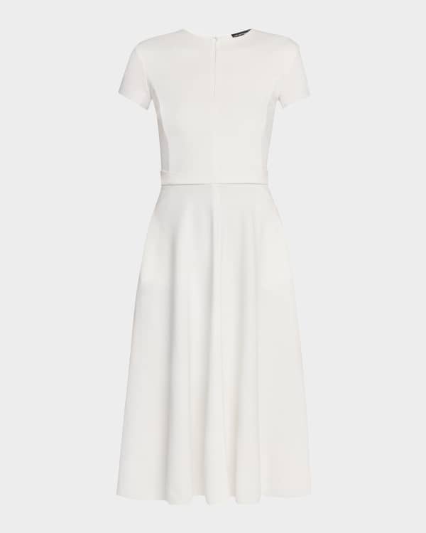 Santorelli Cap-Sleeve Fit-and-Flare Asymmetric Dress | Neiman Marcus