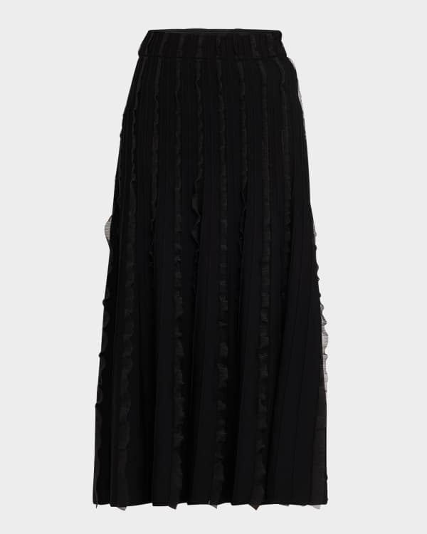 Eileen Fisher Pleated Wool-Silk Midi Skirt | Neiman Marcus