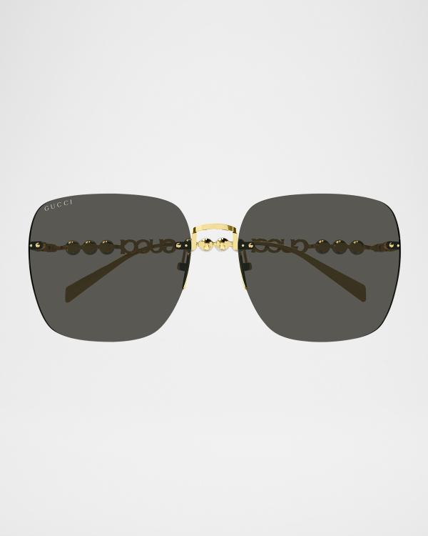 Gucci Black Sunglasses with Gold Chain and Heart Accents GUCCI GG0978S CHAIN 0978 Gold Black Logo Heart Detachable  main image 4