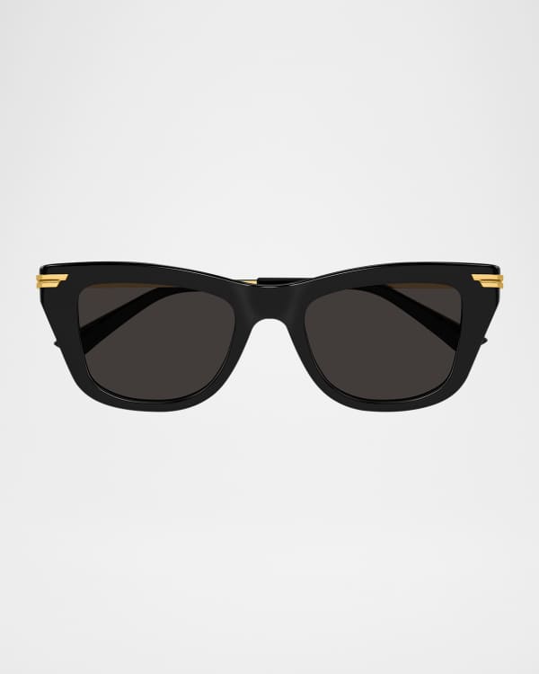 Bottega Veneta Rectangle Acetate Sunglasses | Neiman Marcus