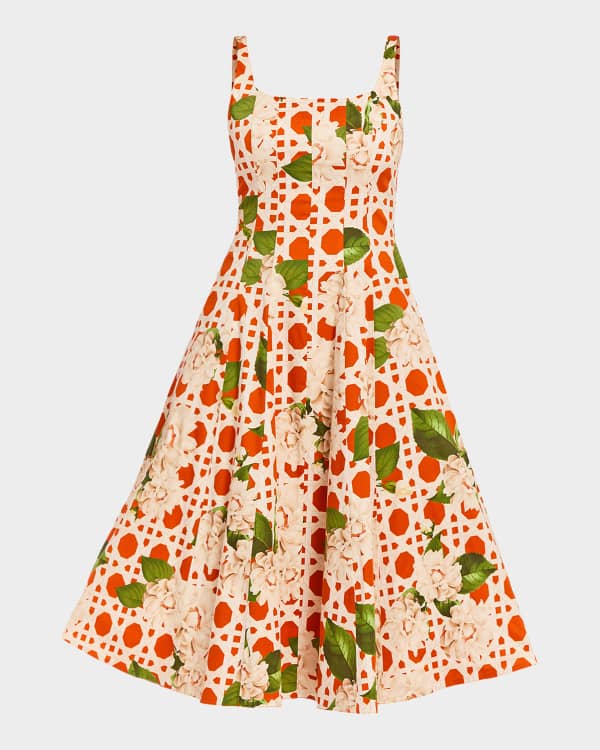 Lorena Strapless Toile-Print Bow Midi Dress