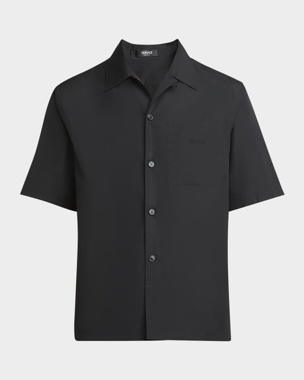Versace Men's Medusa Harness-Print Silk Sport Shirt | Neiman Versace Men's Medusa Harness-Print Silk Sport Shirt | Neiman