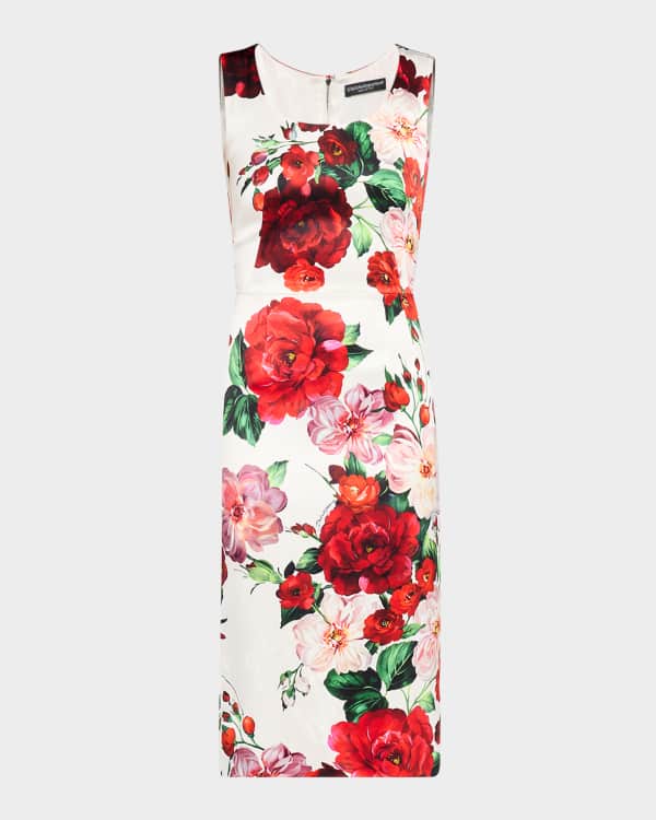 Dolce&Gabbana Floral Tie One-Shoulder Charmeuse Midi Dress