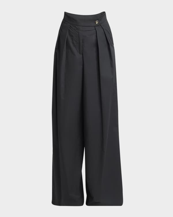 Dries Van Noten Porter Wool Check Pleated Wide-Leg Pants