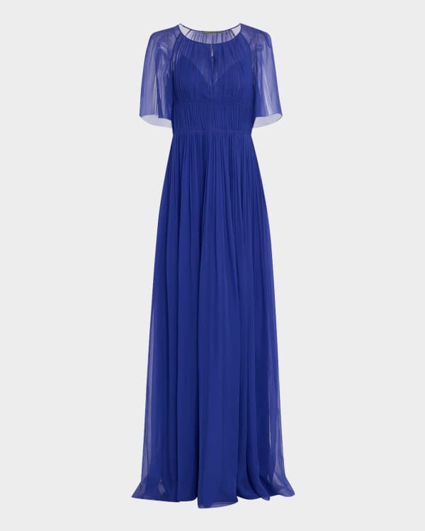 Empire Cross-pleated Chiffon Gown with Sweetheart Neck Flamingo main image 1