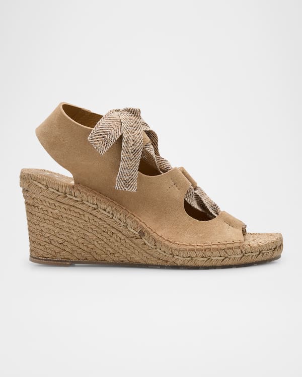 サンダル・ミュール CASTANER QUERAL/002 WEDGE MULE SANDALS IN CANVAS Castaner Queral Frayed Canvas Wedge Espadrille Mules