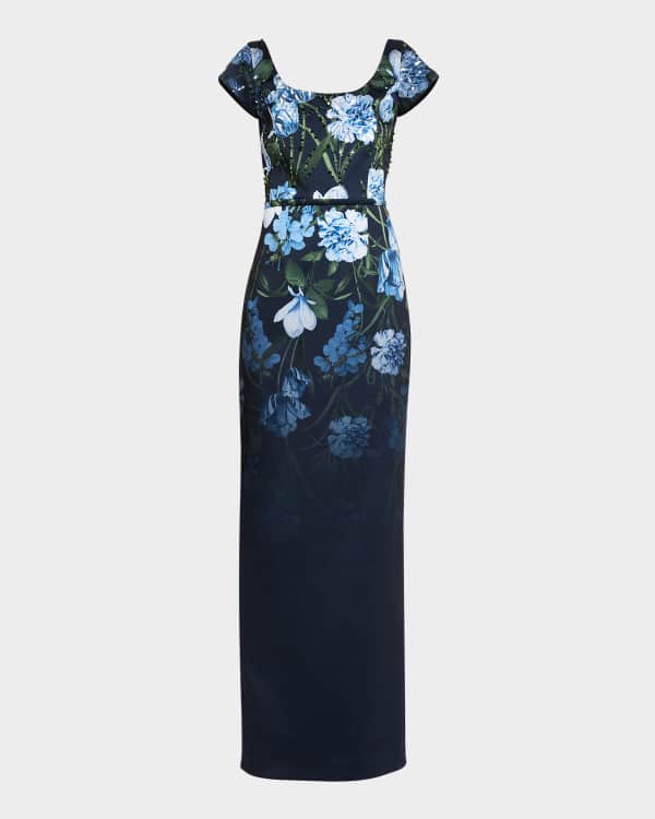 Alice + Olivia Arza Floral-Print Godet-Pleated Maxi Dress