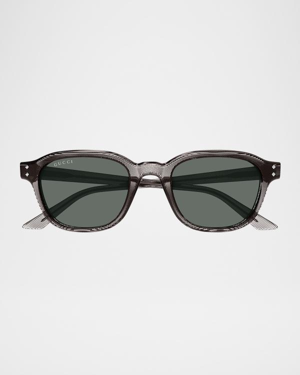 GUCCI サングラス　メンズ Gucci Men's GG1839SM Acetate Rectangle Sunglasses | Neiman Marcus
