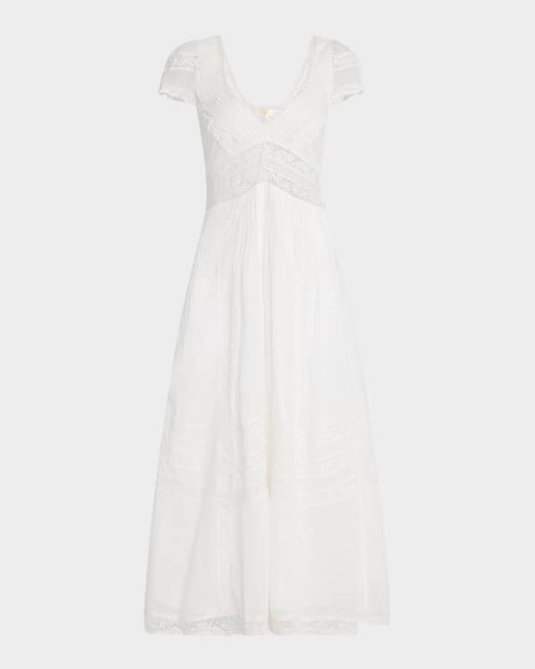 【Tory Burch】Eyelet Embroidered Dress Tory Burch Eyelet Embroidered Seersucker Midi Ruffle Dress