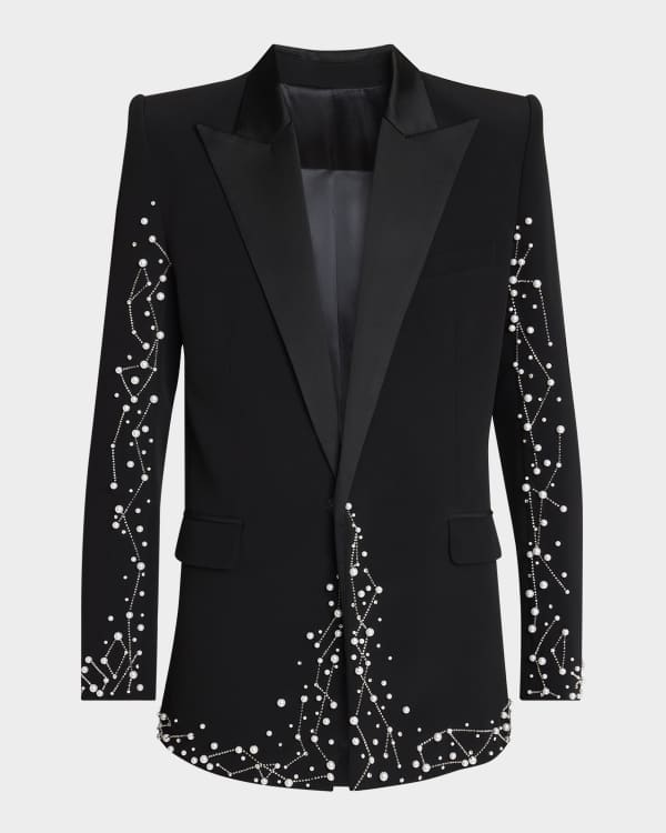 Versace Men's Barocco Leaf Embroidered Dinner Jacket