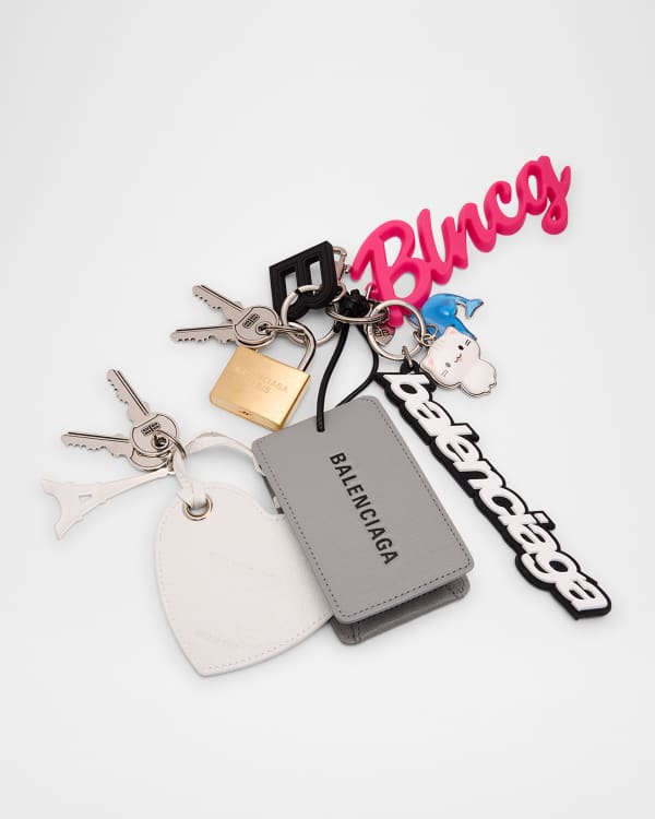 （S）Balenciaga Paloma チャーム キーホルダー BALENCIAGA Paloma leather and silver- and gold-tone keyring | NET