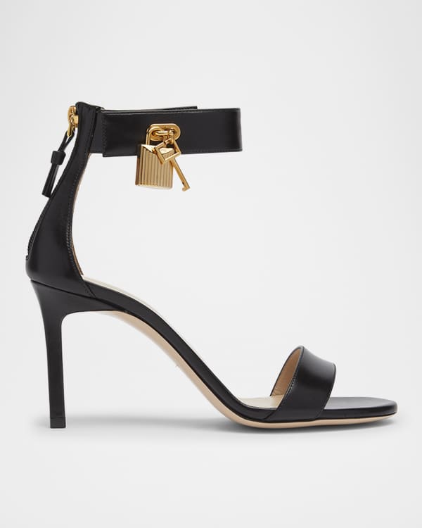 Lock Metallic Stiletto Sandals
