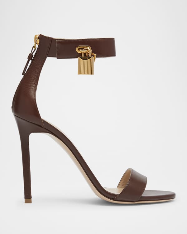 TOM FORD Leather Chain Ankle-Strap Stiletto Sandals | Neiman