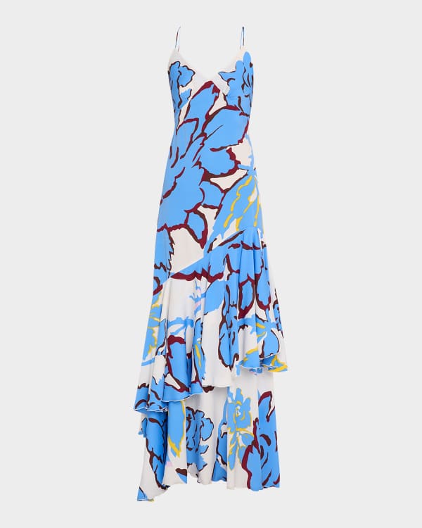 Diane von Furstenberg Eleora Flocked One-Shoulder Maxi Dress