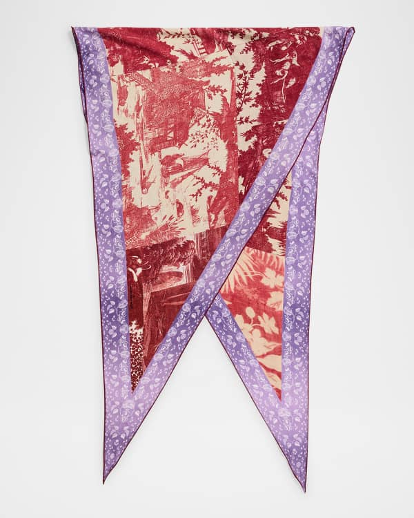Gianfranco Ferré motif-print fringed silk scarf main image 1