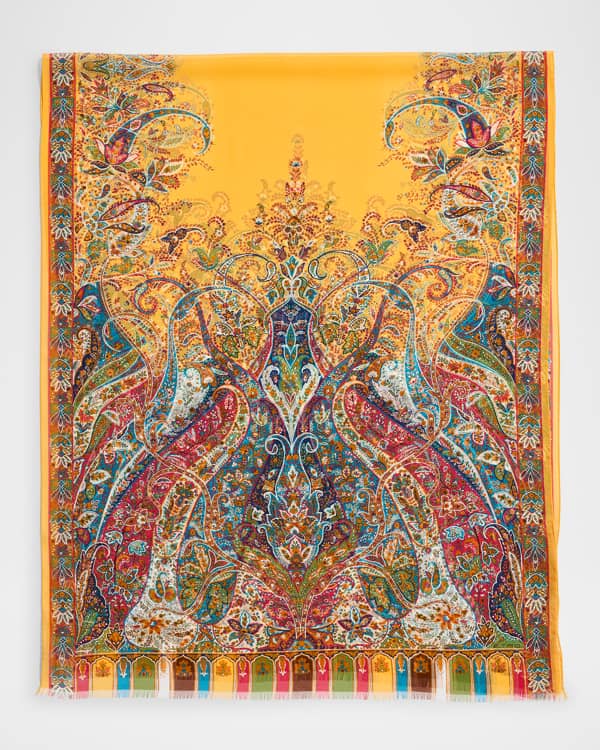 Etro Paisley Print Silk & Cashmere Scarf | Neiman Marcus