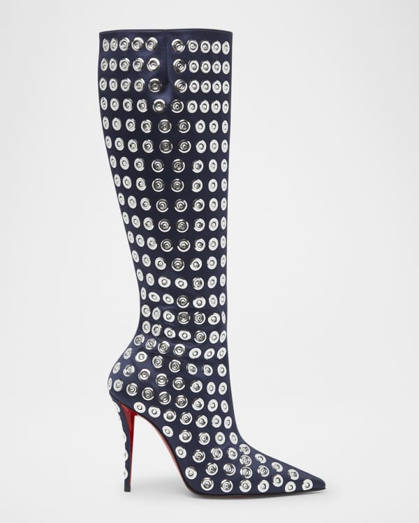 ミドルブーツ Amina Muaddi Fiona Mirror Leather Boots Amina Muaddi Fiona Mirror Stiletto Tall Boots | Neiman Marcus