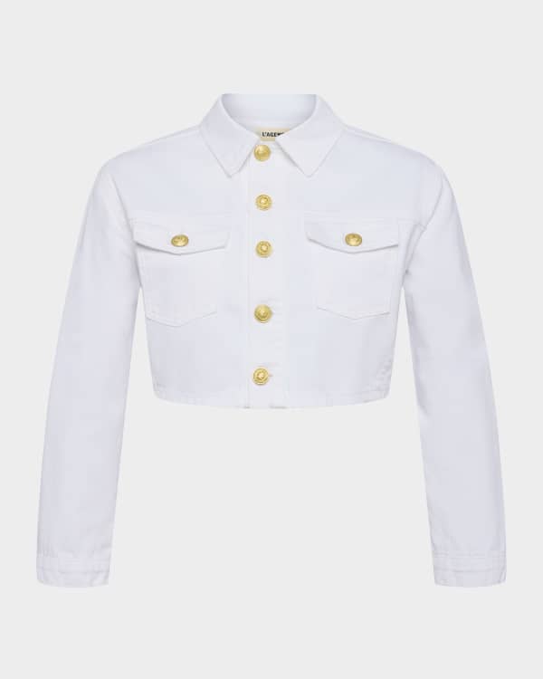 MICHAEL Michael Kors Cropped Short-Sleeve Denim Jacket
