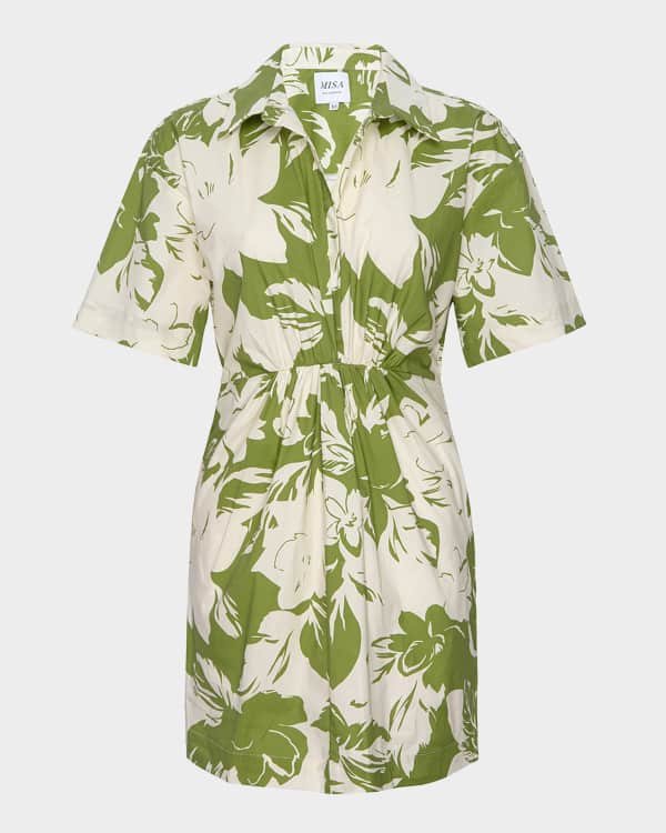 MISA Los Angeles Kasbah Tie-Waist Floral Midi Shirtdress