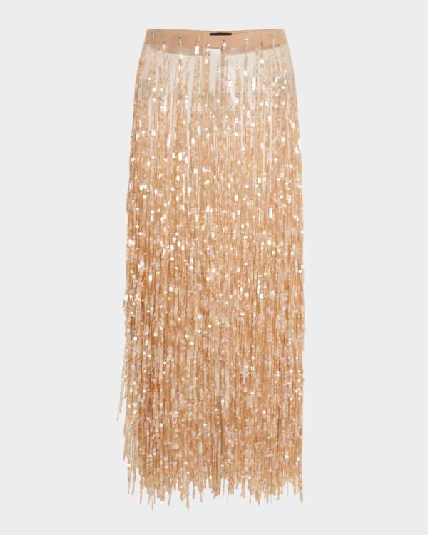 スカート Stella Mccartney Fringed Skirt Women Midnight black Fringe Alter Mat Midi Skirt | Stella