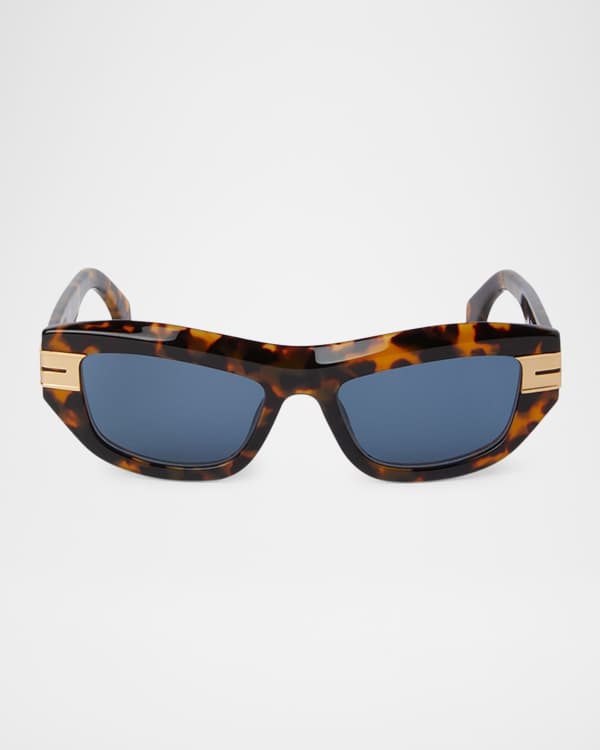 Milford Acetate & Metal Rectangle Sunglasses 